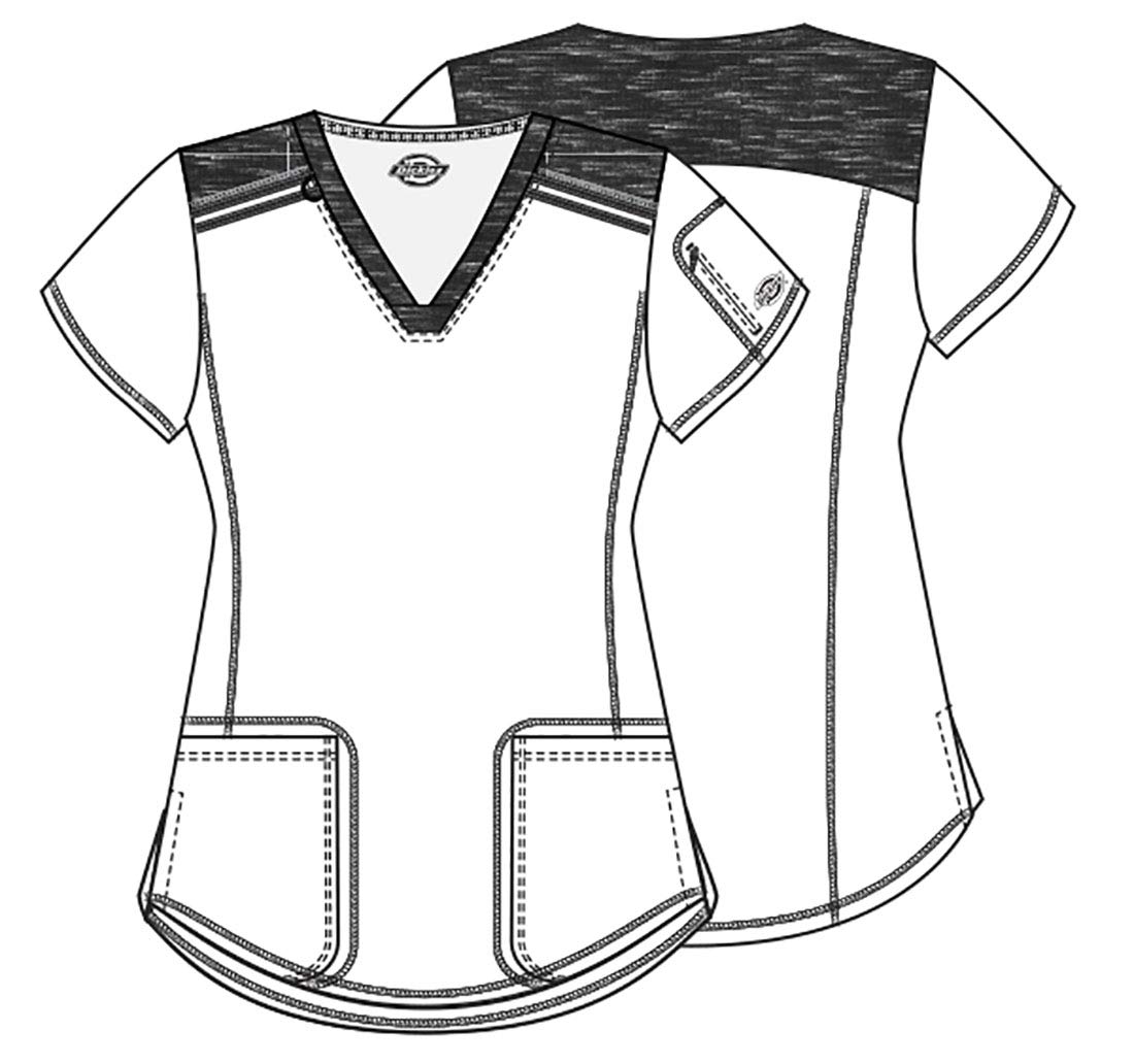 Dickies Dynamix Womens Tops, Athletic-Inspired Mélange V-Neck Scrub Top with Four-Way Stretch and Moisture Wicking DK740 - Image 7