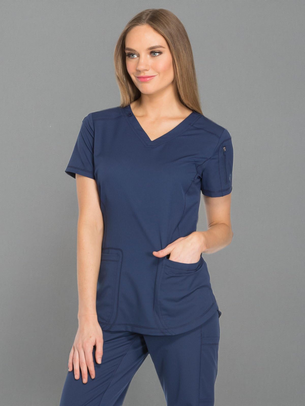 Dickies Dynamix Womens Tops, Athletic-Inspired V-Neck Scrub Top with Four-Way Stretch and Moisture Wicking DK730 - Image 8