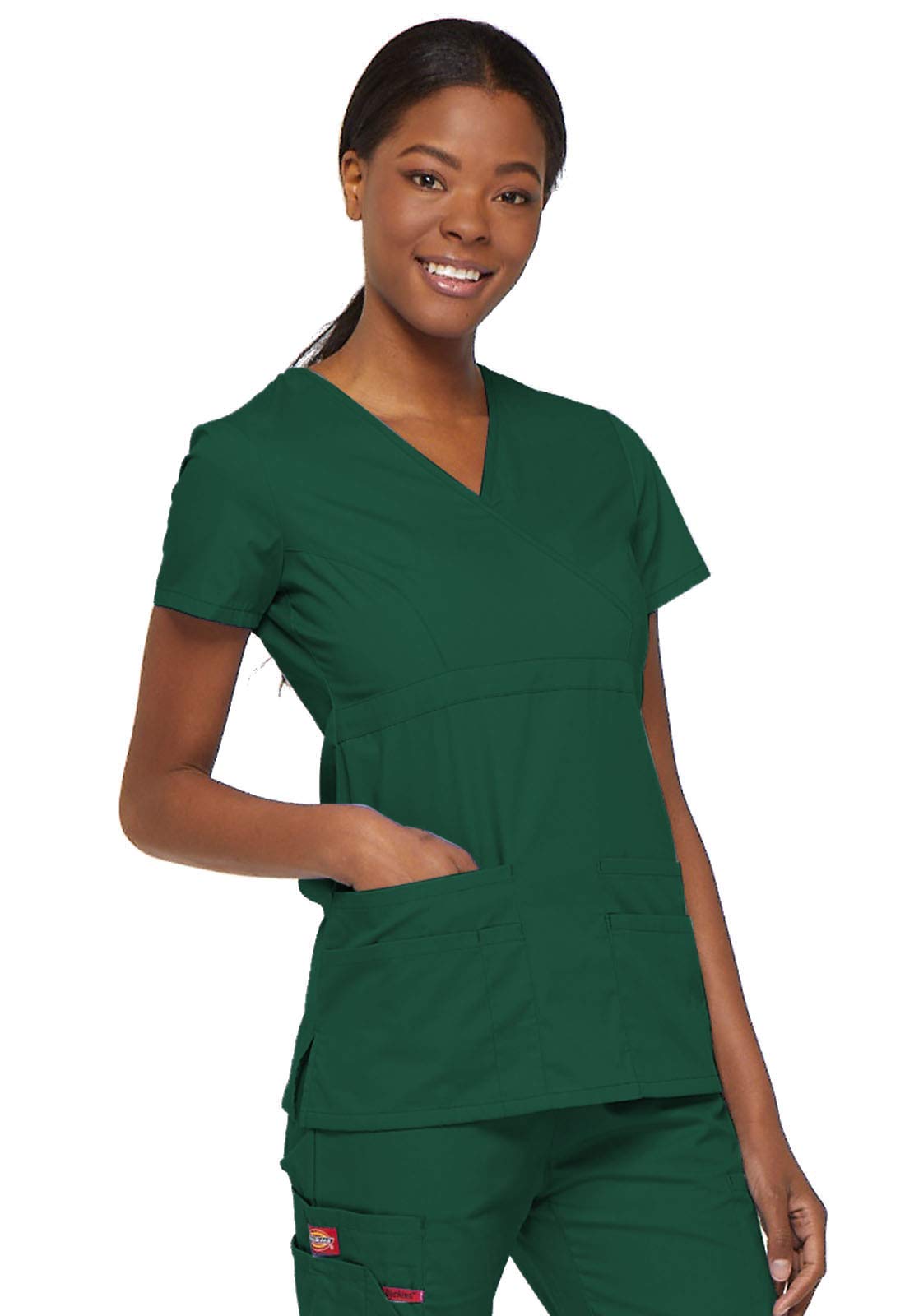 Dickies Gen Flex Women Scrubs Top Mock Wrap 817355. - Image 6