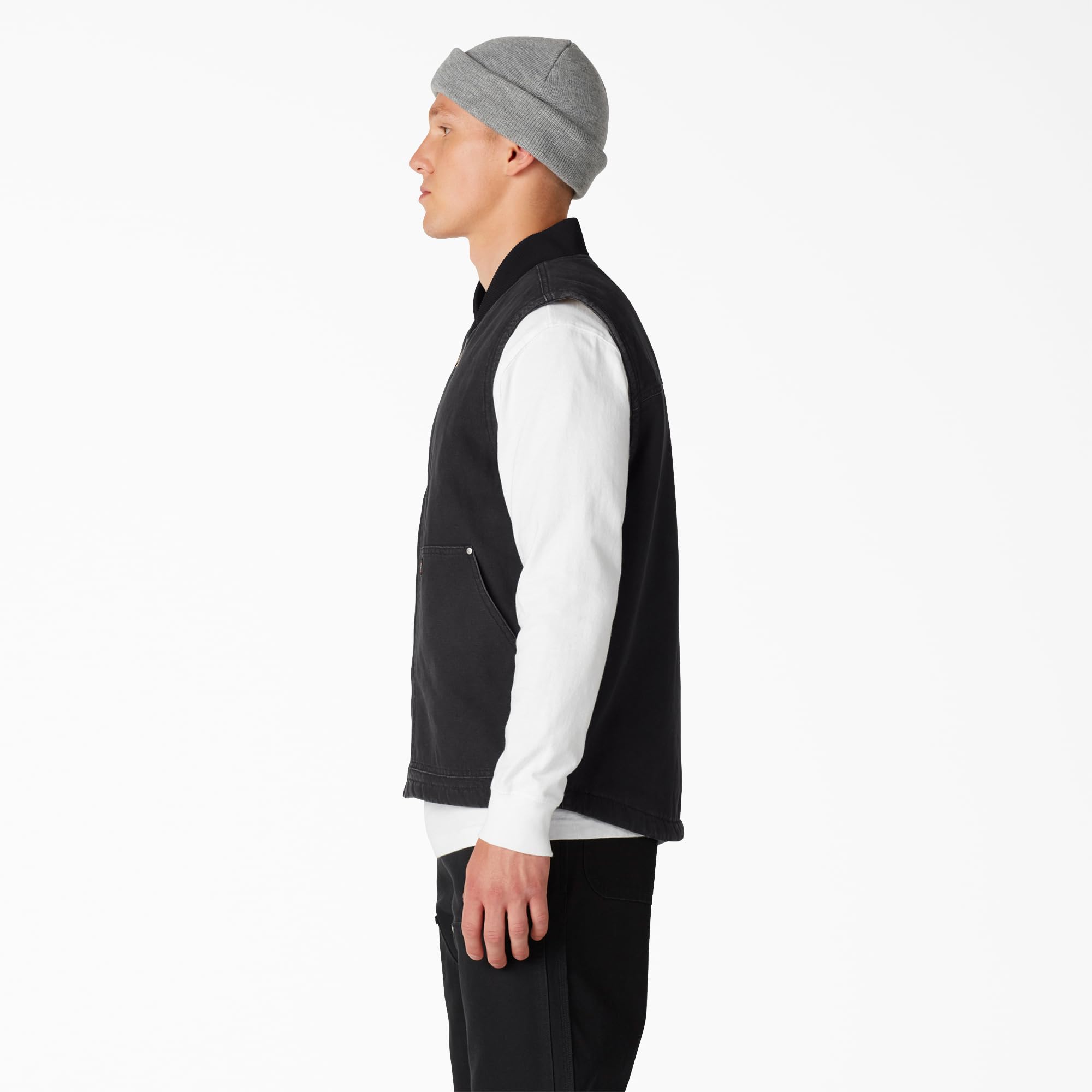 Dickies Men's Stonewashed Duck High Pile Fleece Lined Vest - Image 3